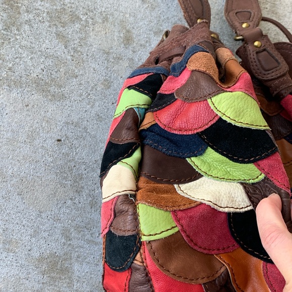 Lucky Brand Scalloped Patchwork Boho Suede Purse - Picture 10 of 16